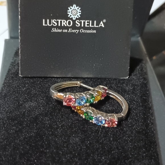 Multicolor MultiGem Hoop Earrings Platinum Silver - Picture 5 of 16
